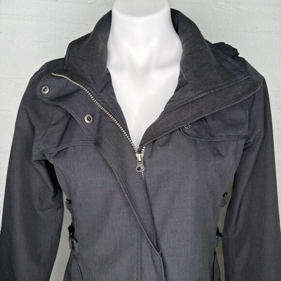 Athleta Midtown Rain Trench Coat Rain Jacket Lightweight Hood Waterproof S - Picture 3 of 8